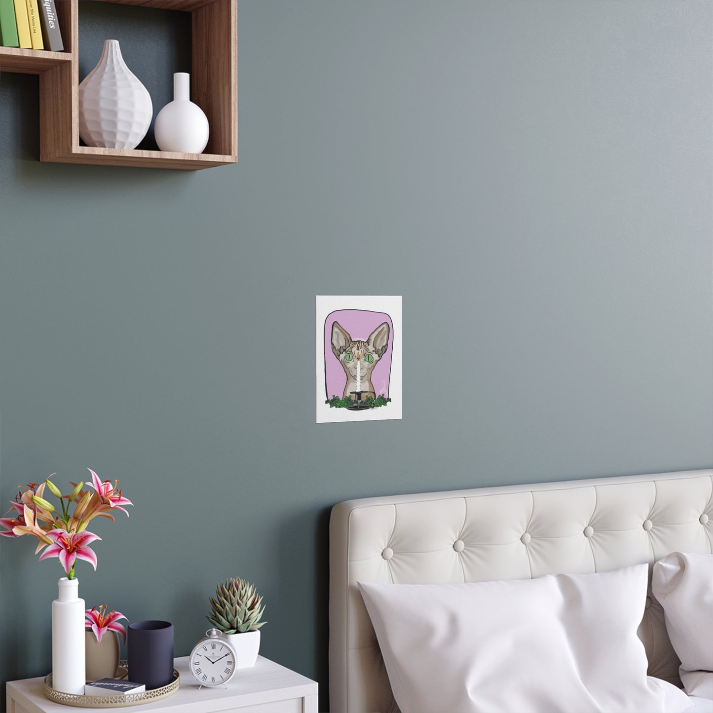 Familiar , Flame Gazer Cat Indoor and Outdoor Silk Poster