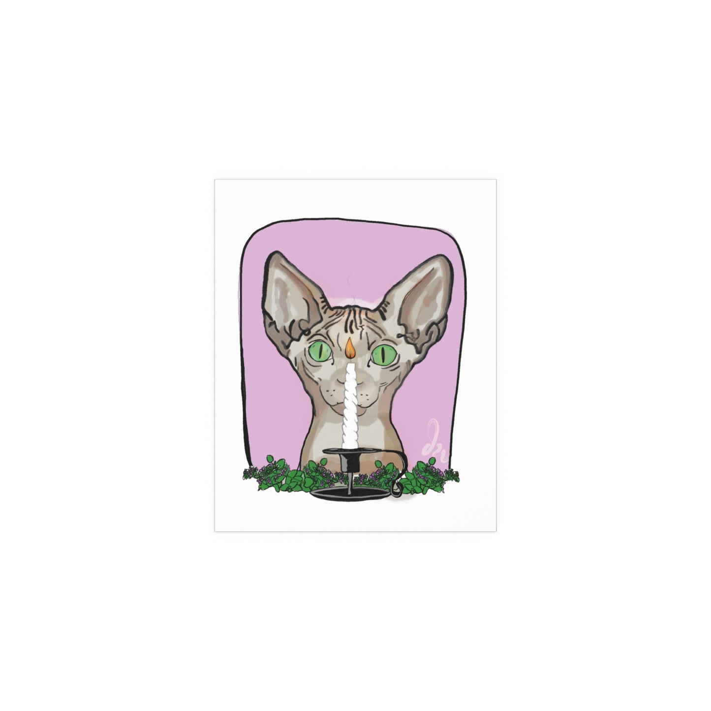 Familiar , Flame Gazer Cat Indoor and Outdoor Silk Poster
